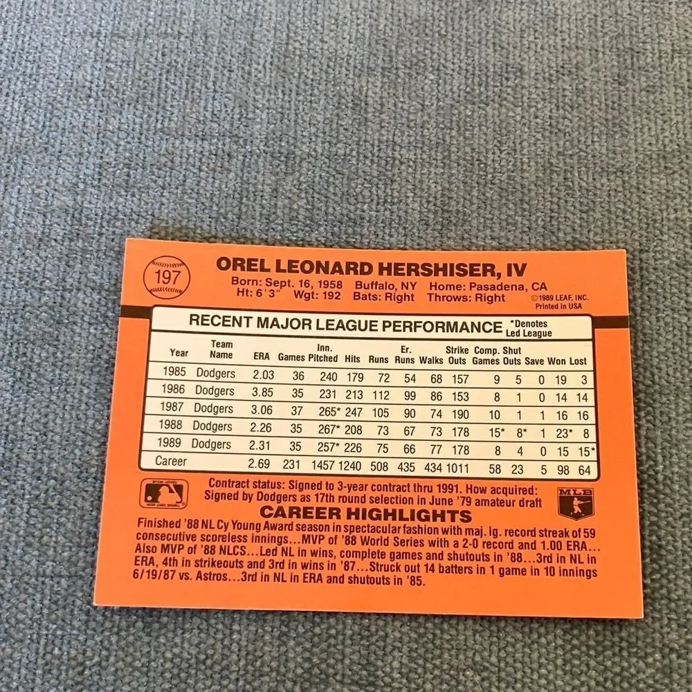 1990 Donruss Los Angeles Dodgers Baseball Card Trading Card